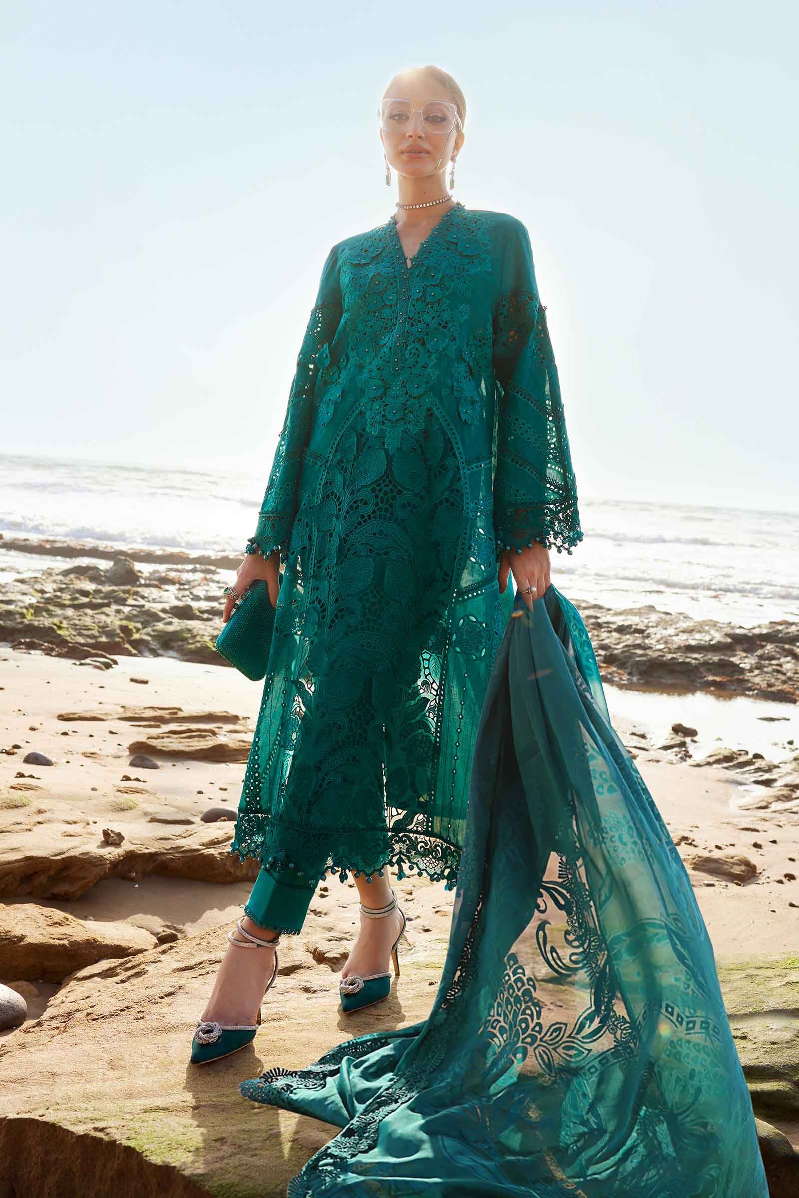 3 Piece Unstitched Embroidered Organza Lawn Suit EID LAWN-25-05-01