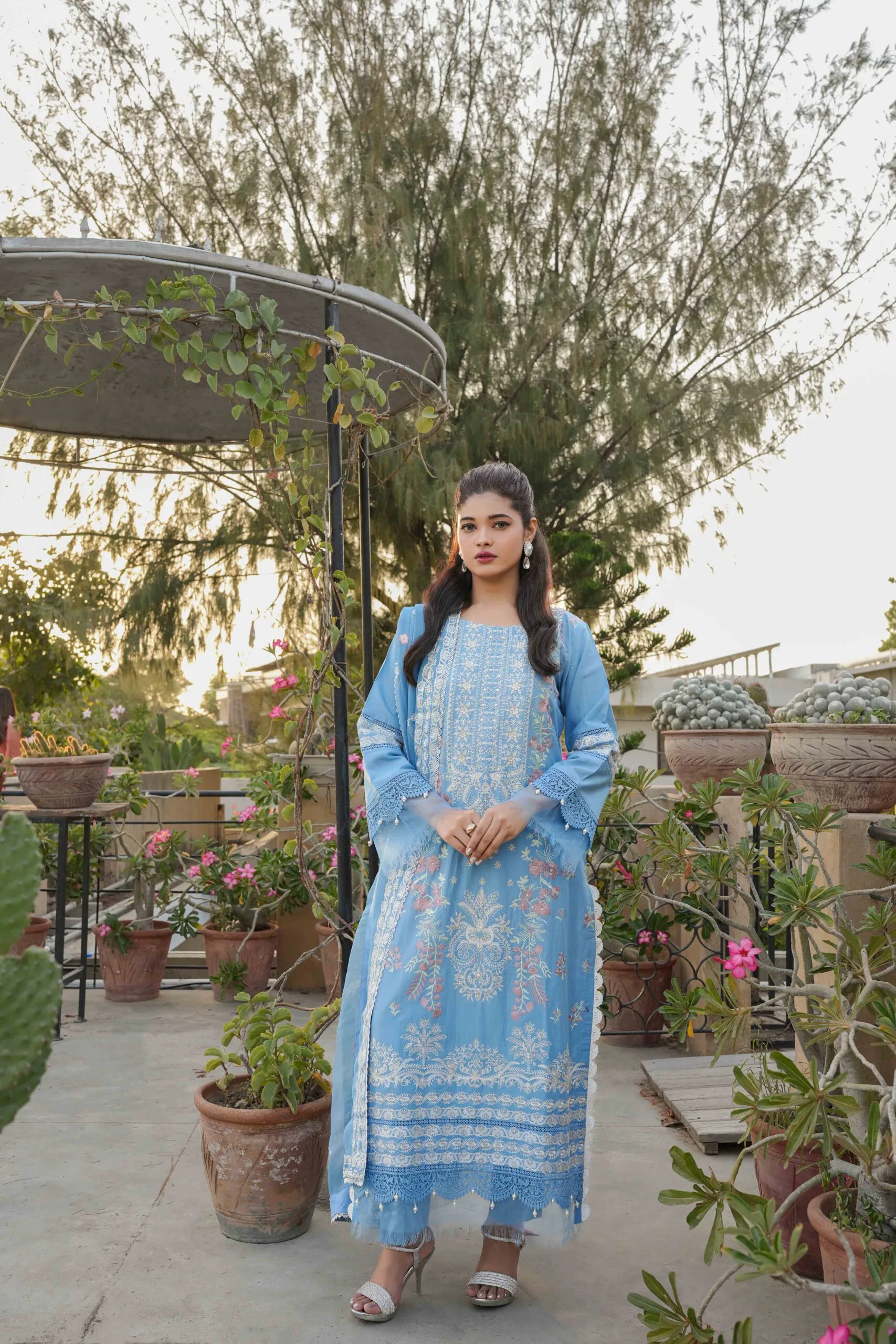 AABROO Premium Embroidered Lawn Chiffon Dupatta Eid Luxury Collection 1