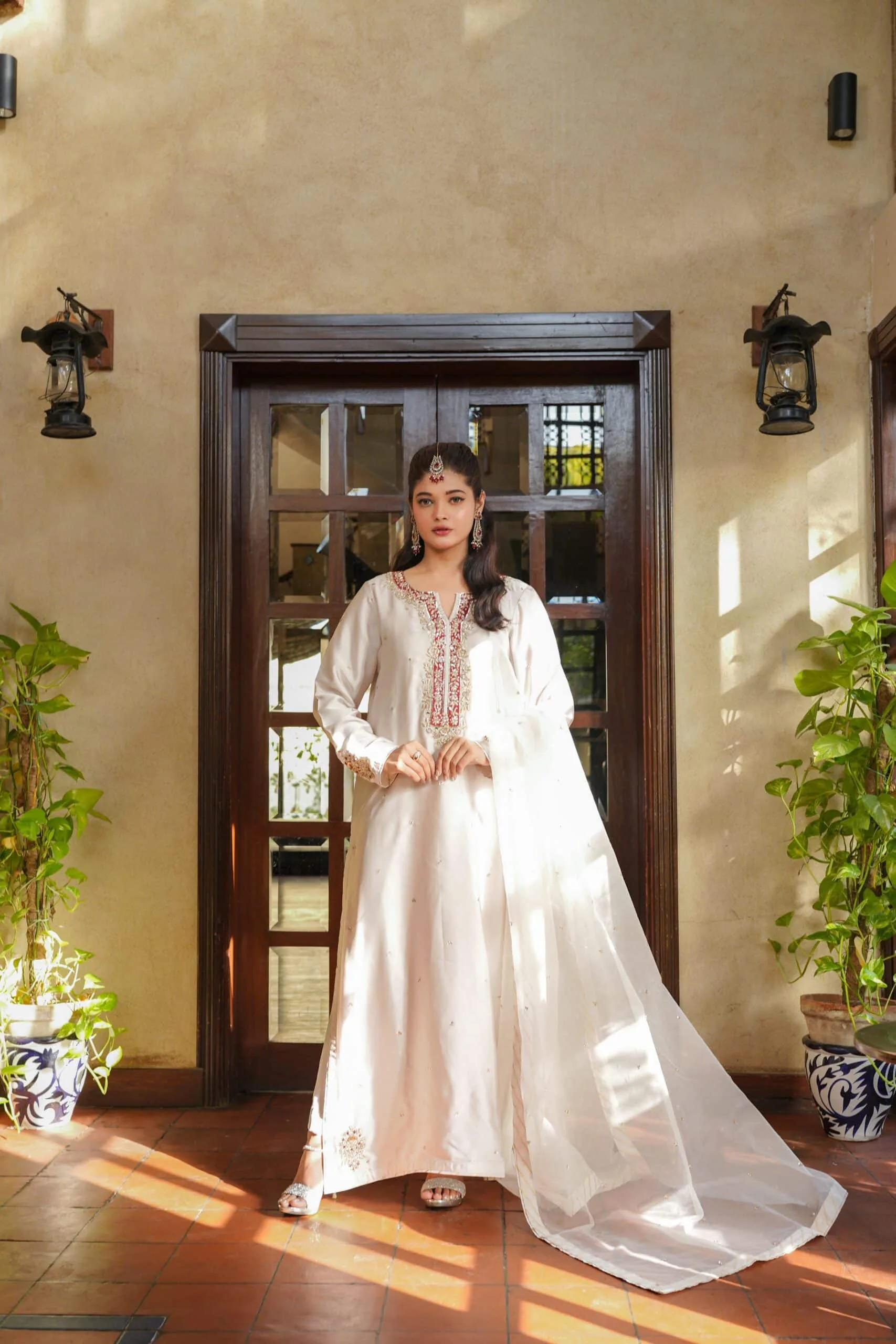 NOOR-E-SAHAR Premium Sheesha Silk with Hand-made Embellishments with Embroidered Sheesha Silk Dupatta Eid Luxury Collection 1