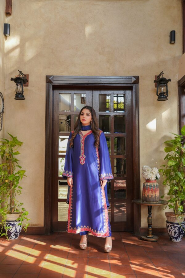 SURMAYA Premium Sheesha Silk with Hand-embroidery & Hand-worked Sheesha Silk Dupatta Eid Luxury Collection 1