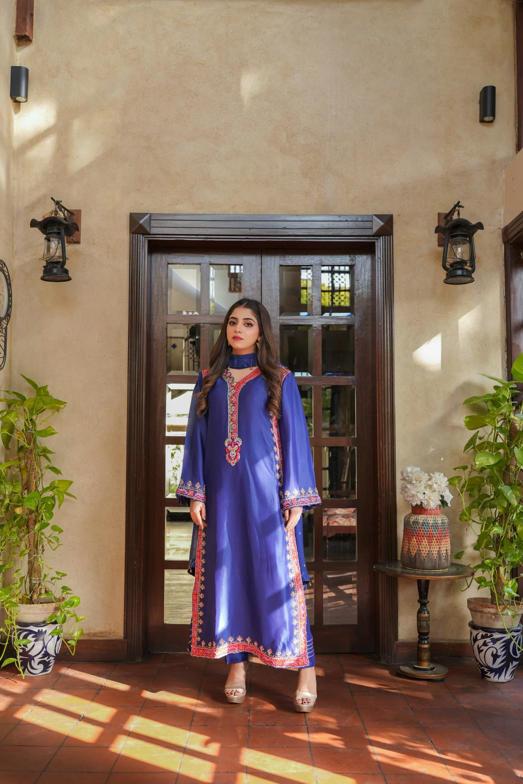 SURMAYA Premium Sheesha Silk with Hand-embroidery & Hand-worked Sheesha Silk Dupatta Eid Luxury Collection 1